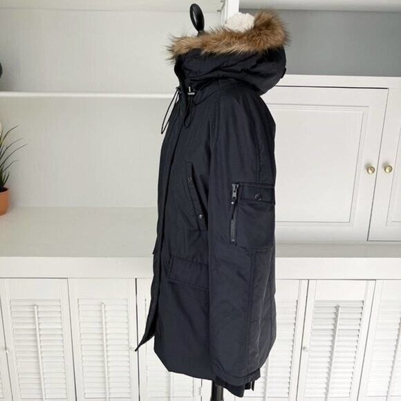 S13/NYC Black Faux Fur Trim Sherpa Hooded Anorak Jacket Size XL - Picture 3 of 9
